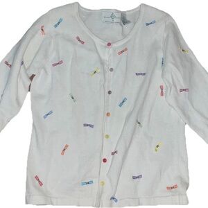 White Cardigan with Multicolor Bow Accents